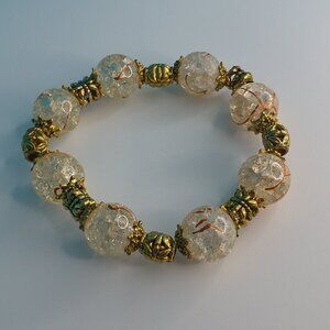 Women's White / golden Clear Crystal beaded Bracelet,